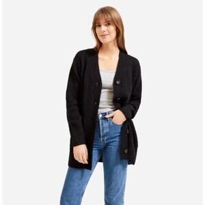 Everlane The Oversized Alpaca Cardigan Charcoal Gray Button Large Long Soft